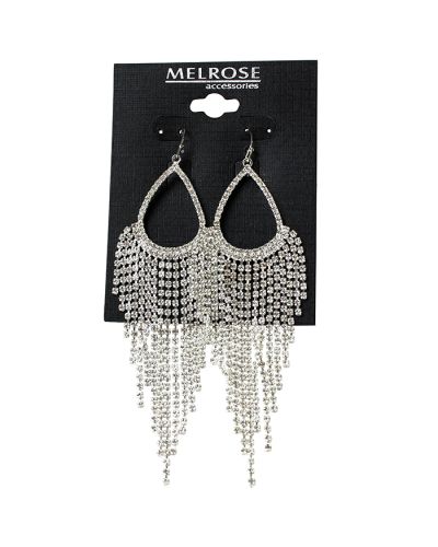 “Alina” Silver Tone Rhinestone Cascade Statement Earrings