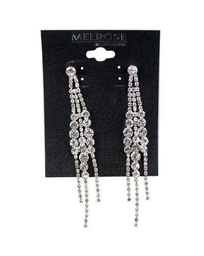 The silver "Alina" Chandelier Crystal Stud Dangle Earrings are pictured here.