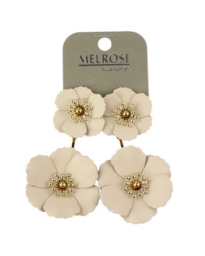 Nude with Gold Tone Hardware Hibiscus Flower Earrings