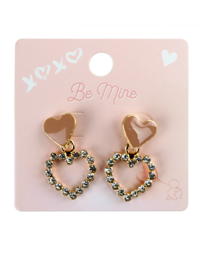 The nude "Odin" Dual Heart Rhinestone Stud Earrings are pictured here.