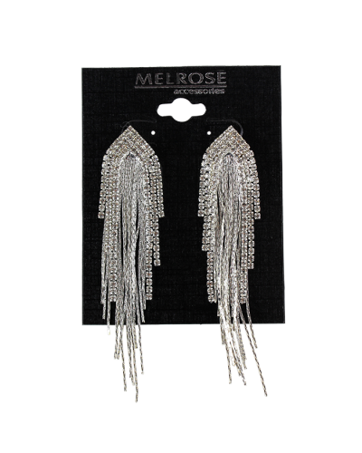 "Alina" Long Cascading Silver Rhinestone Earrings