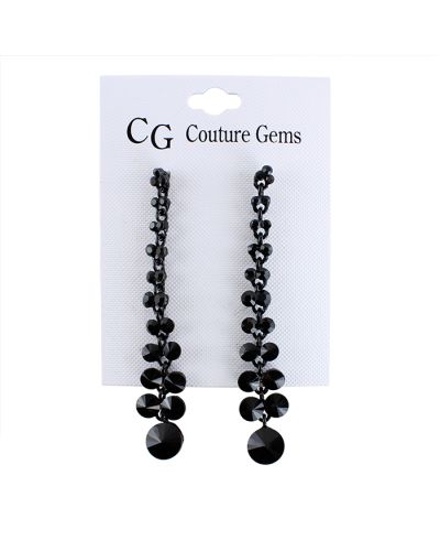 "Forever Fashion" Black Cascading Gemstone Dangle Earrings