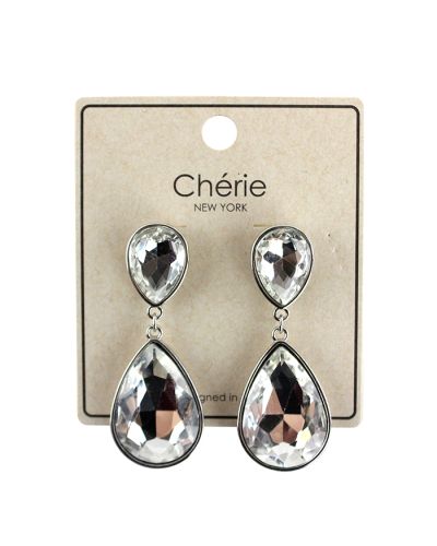The "Pink" Chunky Rhinestone Teardrop Earrings are pictured here.