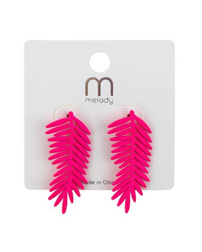 “Melody” Hot Pink Palm Leaf Earrings