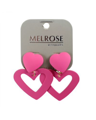 The "Pink" Fuchsia Heart Post Drop Earrings are pictured here.