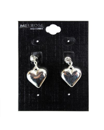 The "Alina" Silver Rhinestone Heart Stud Earrings are pictured here.