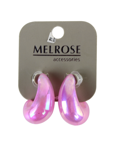 "Pink" Small Glossy Pink Iridescent Waterdrop Earrings