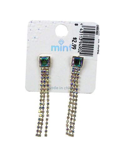"F/H" Long Marqui Fringe Stud Dangle Earrings