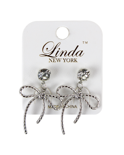 "Linda" Rhinestone Bow Dangle Earrings