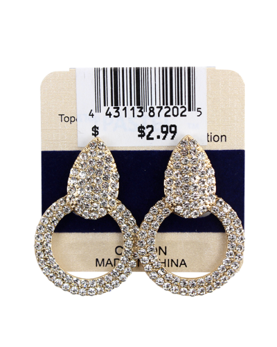 "Top" Rhinestone Circular Drop Earrings