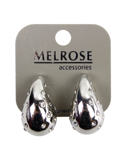"Pink" Silver Metal Rhinestone Waterdrop Earrings