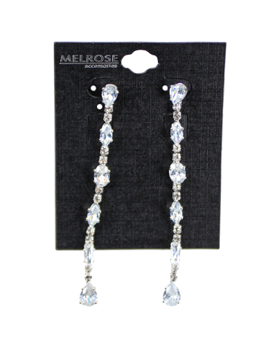 "Alina" Silver Long Teardrop Earrings