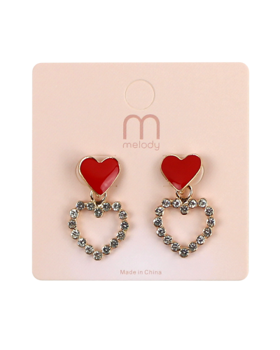 The red "Odin" Enamel Heart with Rhinestone Stud Earrings is pictured here.