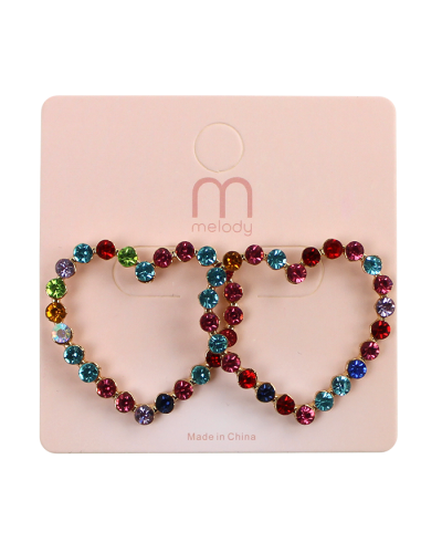 The "Odin" Multi-Color Rhinestone Large Heart Stud Earrings are pictured here.