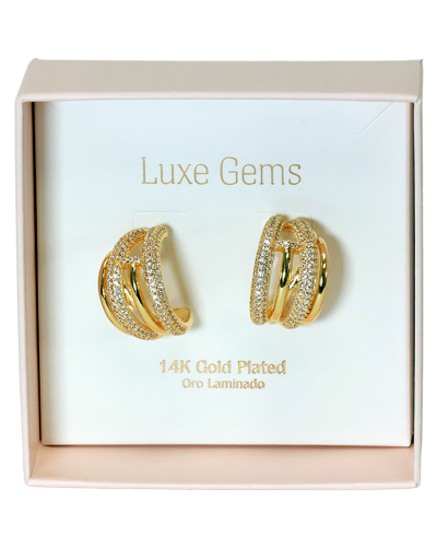 "XIME" Gold Rhinestone Chunky Thick Gold Multi Band Hoops