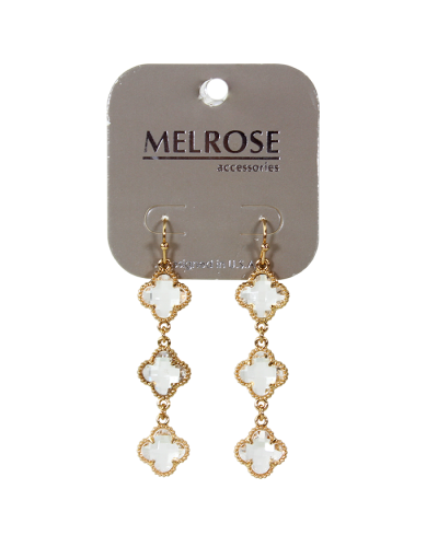 "PINK" Triple Pearl Clover Dangle Earrings