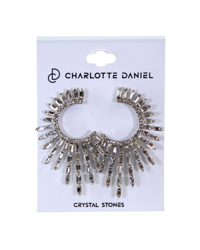 Silver diamond earrings shaped like a firework