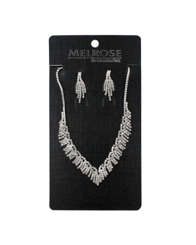 "Alina" Rhinestone V Necklace and Earring Set