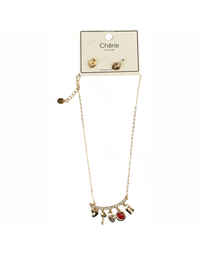 "Pink" Gold Multi-Charm Necklace