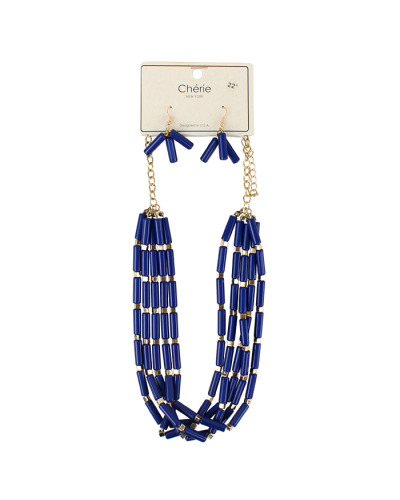 The blue "Pink" Assorted Statement Necklace and Earrings Set is pictured here.