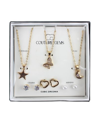 "Forever" Boxed Gold Necklace and Earrings Set