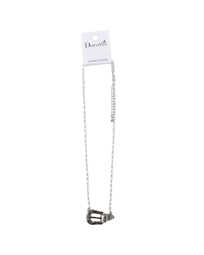 "OZ" Silver Western Buckle Necklace