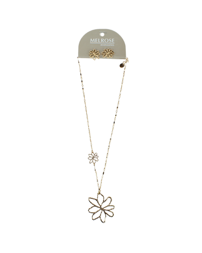 The gold "Pink" Large & Small Flower Necklace is pictured here.