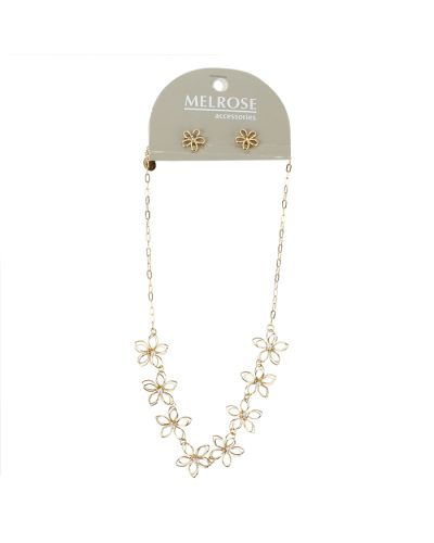 The gold "Pink" 8-Wire Pearl Floral Necklace and Earring Set is pictured here.