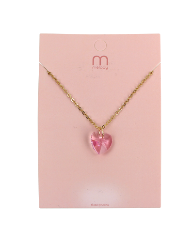 The pink "Odin" Colored Crystal Heart Necklace is pictured here.