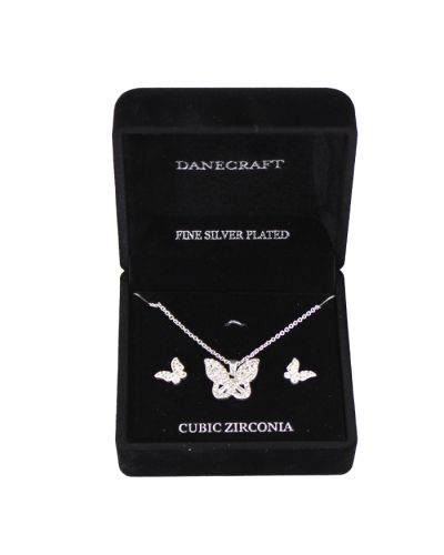 "Danecraft" Silver Butterfly Necklace & Earrings Set