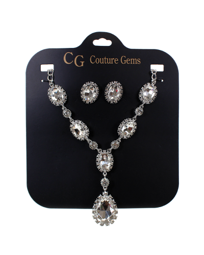 "Forever Fashion" Crystal Teardrop Necklace & Earring Set