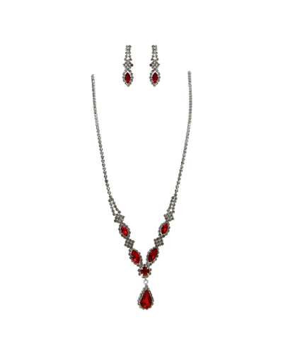 "Crystal Avenue" Silver Ruby necklace & earring set
