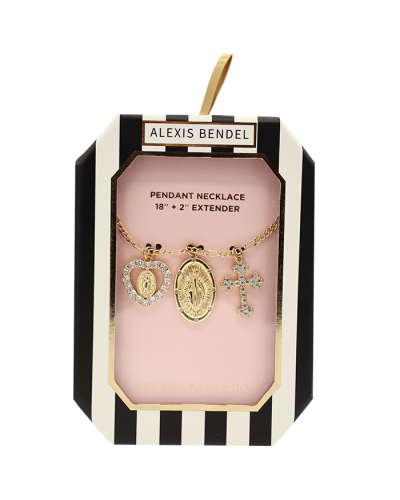 Gold Religious Cross Heart Charm Necklace