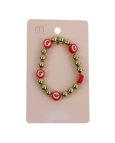 "Odin" Gold and Red Stretch Beaded Bracelet