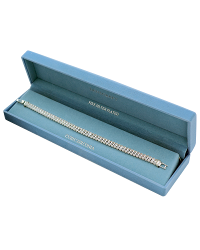 Silver Tone Cubic Zirconia Illuminated Gift Box Bracelet