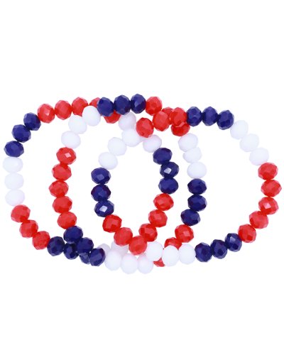 Red White and Blue USA Beaded Bracelet

