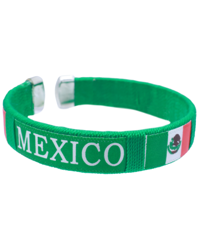 "UP FASHION" Red White and Green Mexico Flag Cuff Bracelet