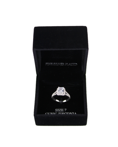 "AMEX" Silver Plated Halo Cubic Zirconia Stone Ring