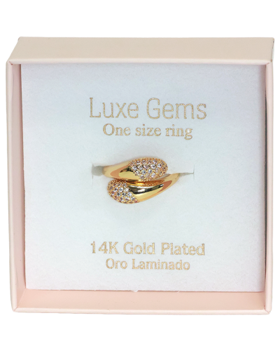 "XIME" Gold Rhinestone Chunky Double Teardrop Ring Gold Plated