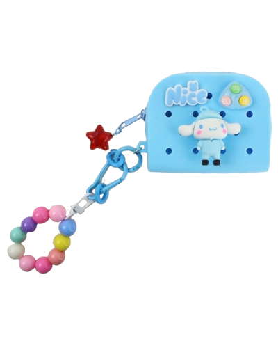 "B PHINE" Light Blue Clog Coin Purse with Charms