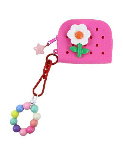 "B PHINE" Pink and Purple Clog Coin Purse with Flower Charm