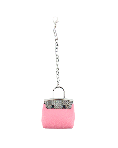 "Pink" Pink Silver Metal Birk Bag Dupe Keychain