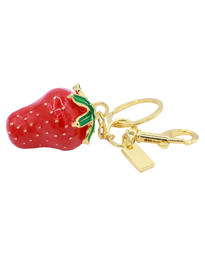 Strawberry Red Gold Enamel Keychain 