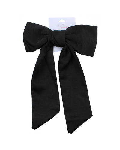 The black "B Phne" Satin Hair Bow Clip is pictured here.