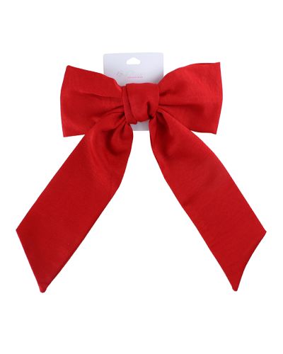 The red "B Phne" Solid Satin Long Tail Hair Bow is pictured here.