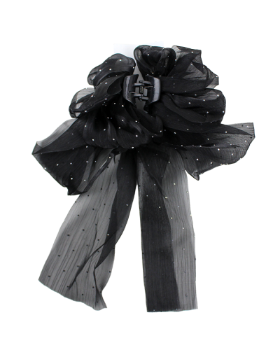 "Odin" Hair Claw with Multi-Tiered Black Rhinestone Bow