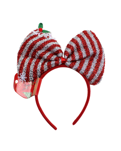 "Nuri" Metallic Striped Christmas Bow Headband