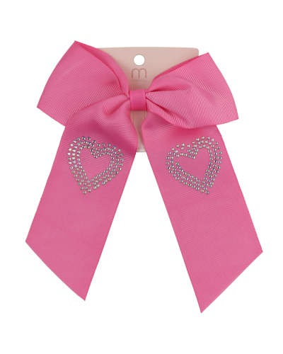 The pink "Odin" Rhinestone Heart Shaped Long Tail Hair Bow is pictured here.