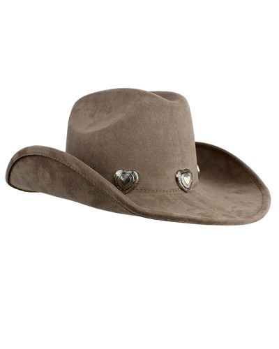 The dark taupe "Illuma" Heart Conch Cowboy Hat is pictured here.