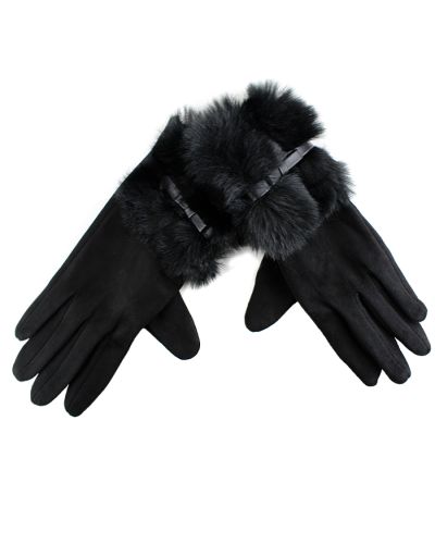 Pictured are the black "Forever Fashion" Faux Fur Lined Tech Touch Gloves.